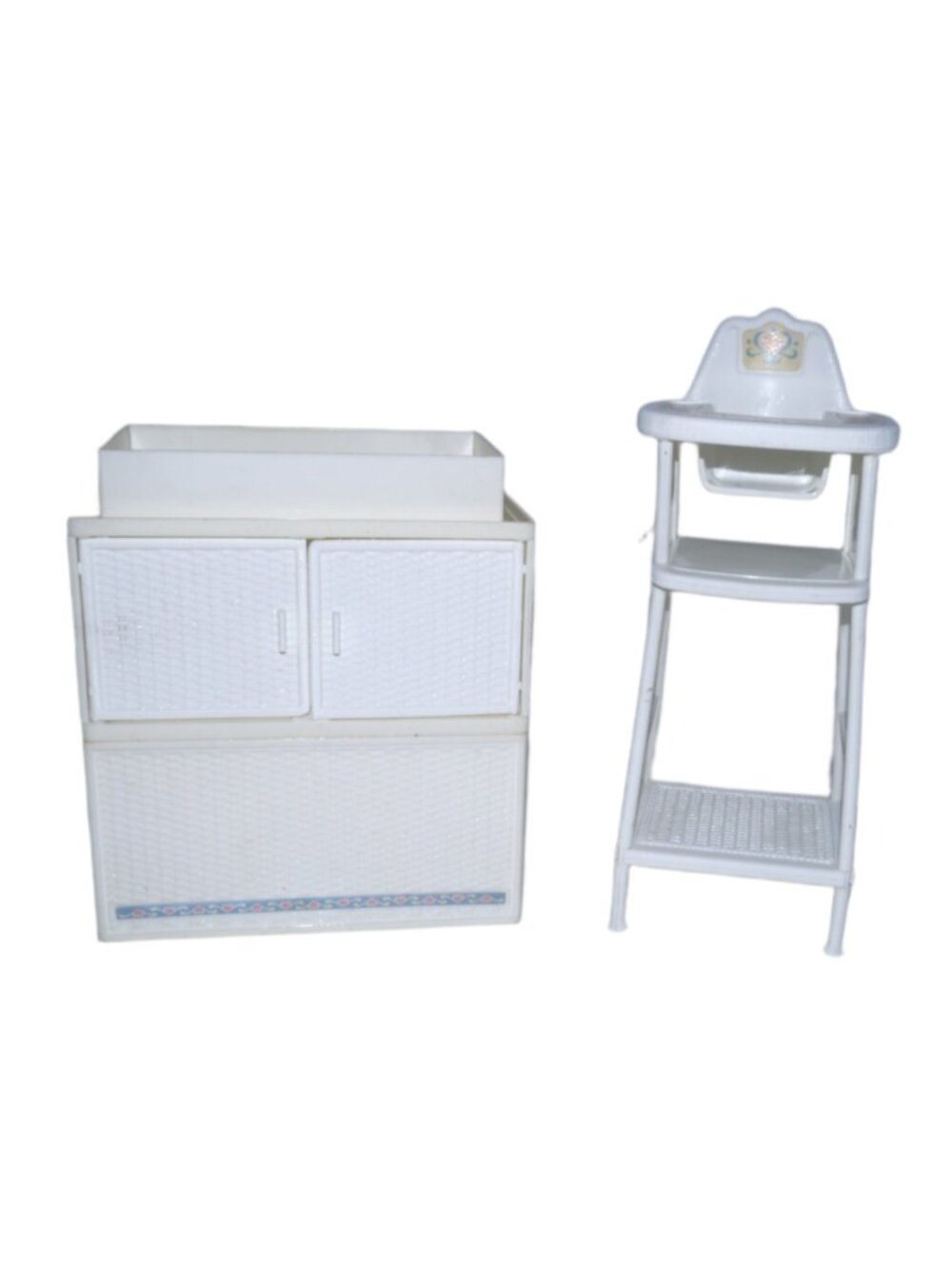 Barbie 3 piece doll baby high chair, bath tub & changing table set Mattel 1984